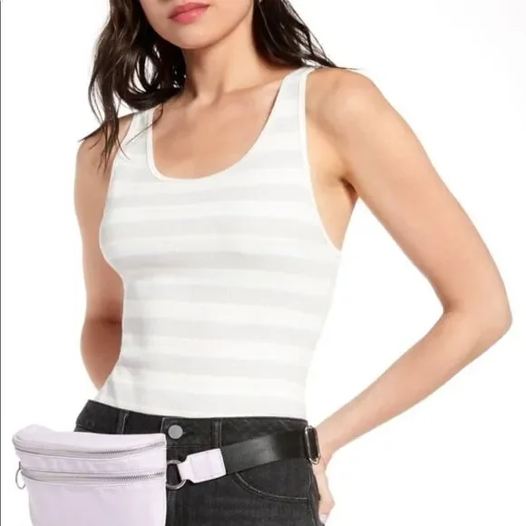 💜 BP x Claudia Sulewski Striped Ribbed Bodysuit Nwt - Picture 2 of 12